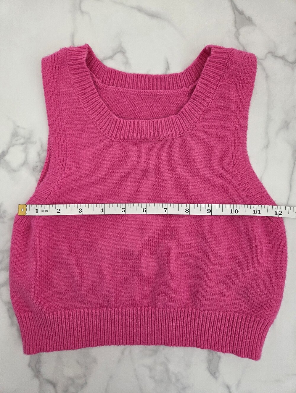 Hot Pink Knit Sleeveless Crop Top Vest Size Small - Picture 14 of 14